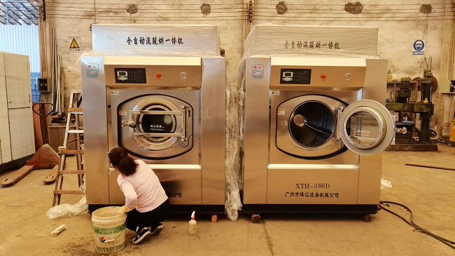 惠州市大型工业用洗衣机报价，酒店洗衣房专用工业用洗衣机25kg清洗案例